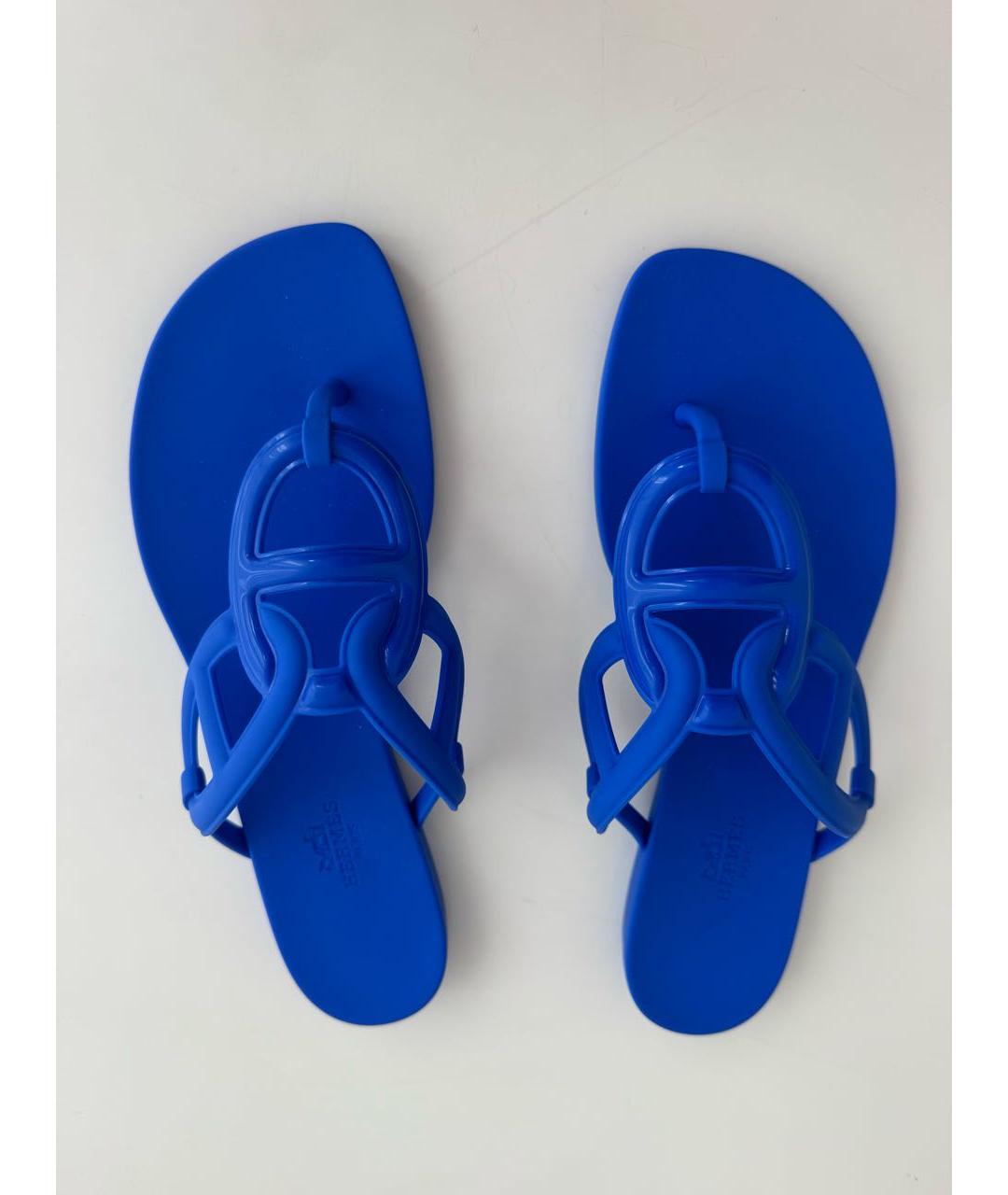 HERMES Синие резиновые босоножки, фото 2