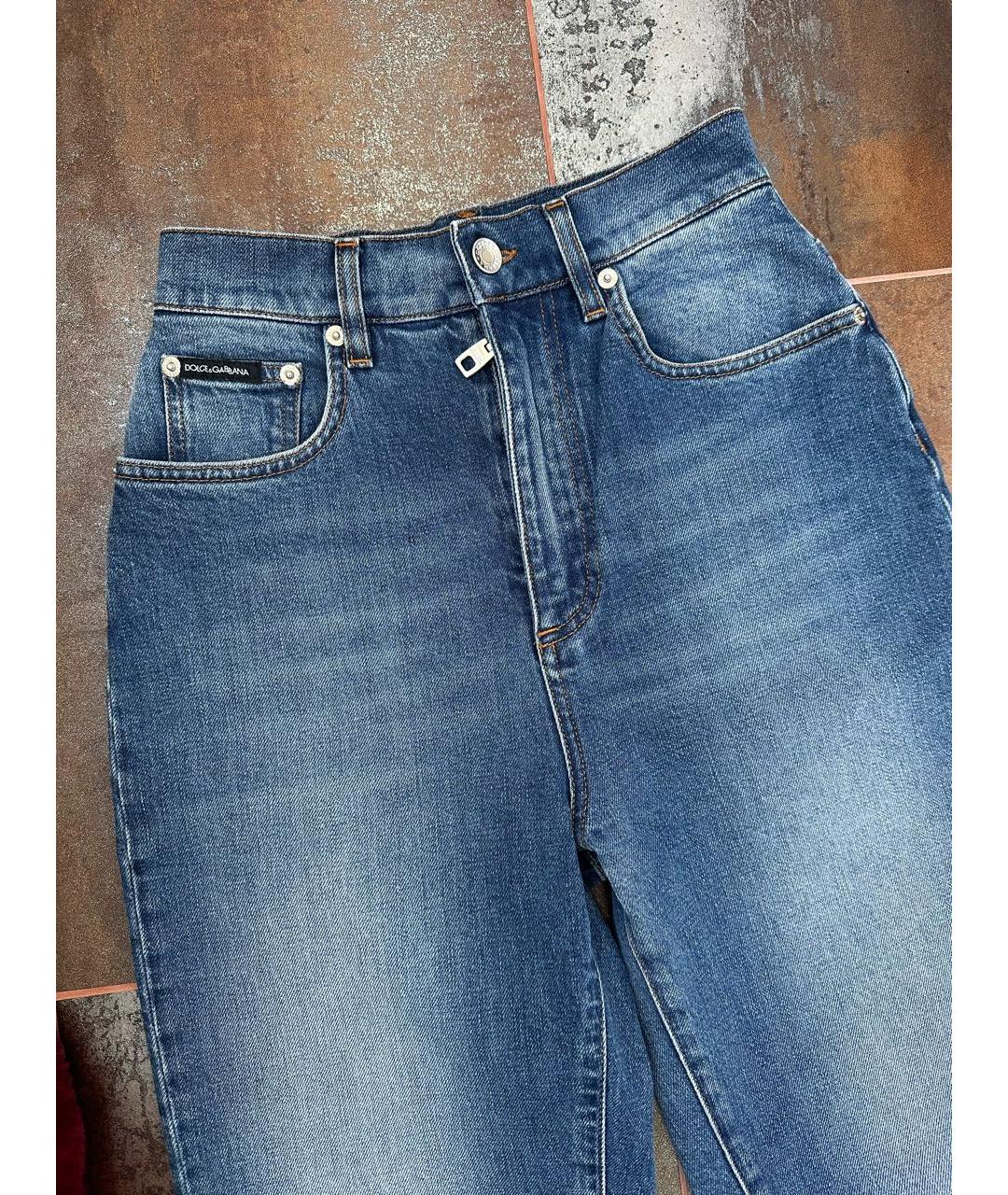 DOLCE&GABBANA Синие хлопко-эластановые прямые джинсы, фото 5