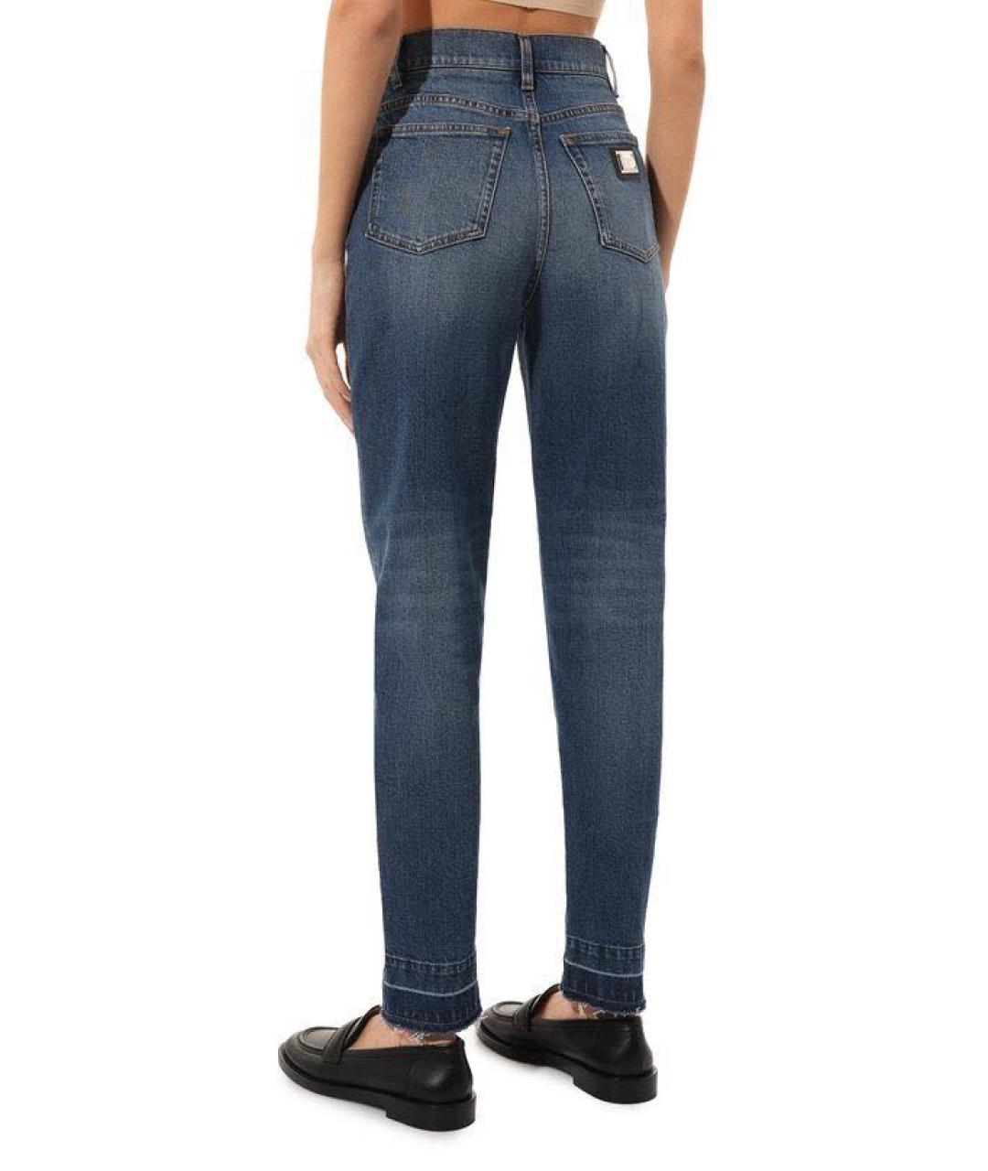 DOLCE&GABBANA Синие хлопко-эластановые прямые джинсы, фото 2