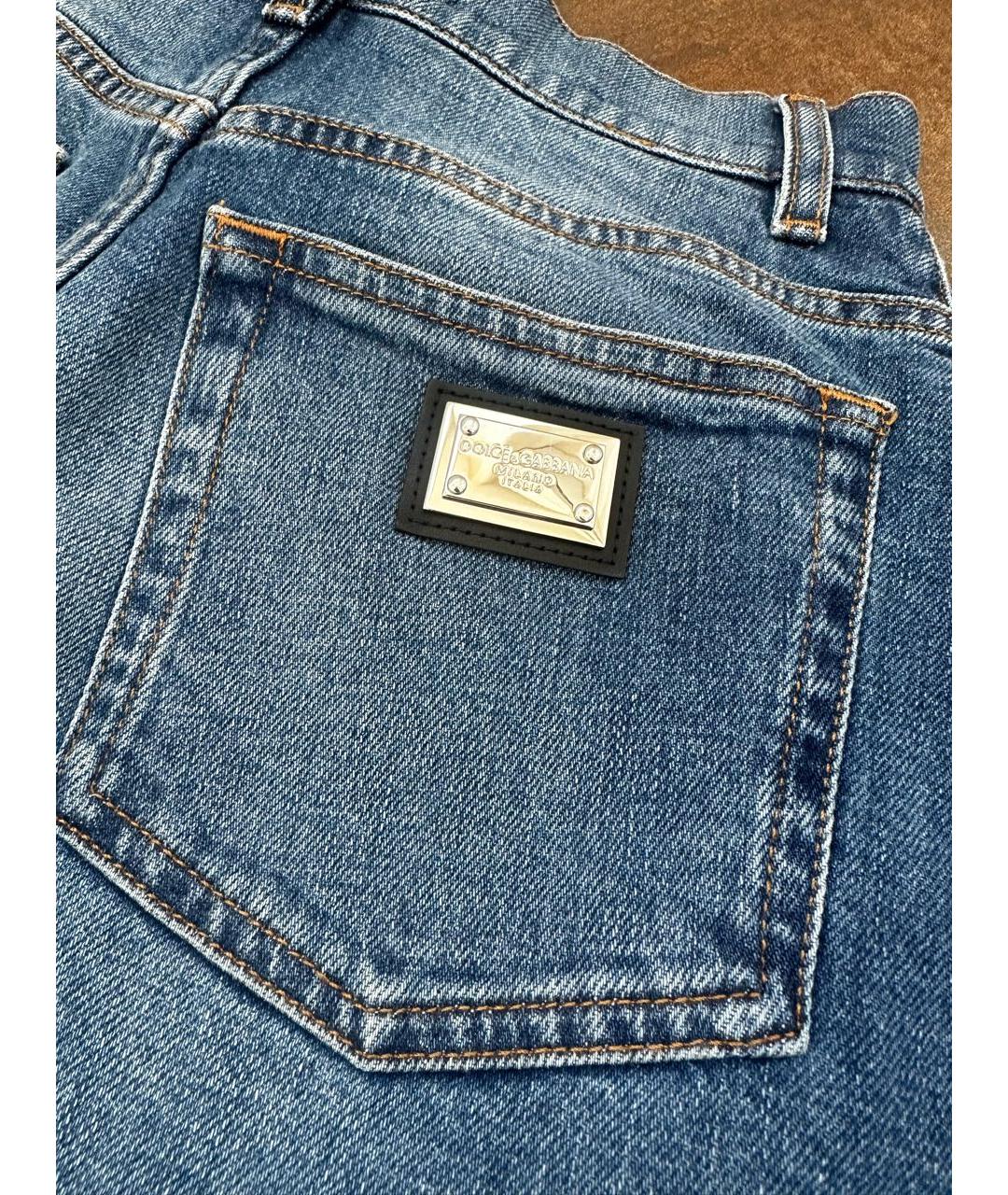 DOLCE&GABBANA Синие хлопко-эластановые прямые джинсы, фото 4