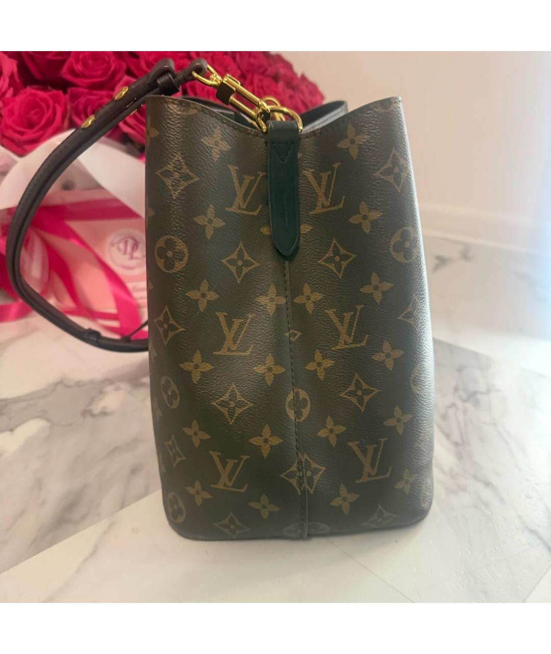LOUIS VUITTON Коричневая кожаная сумка через плечо, фото 2
