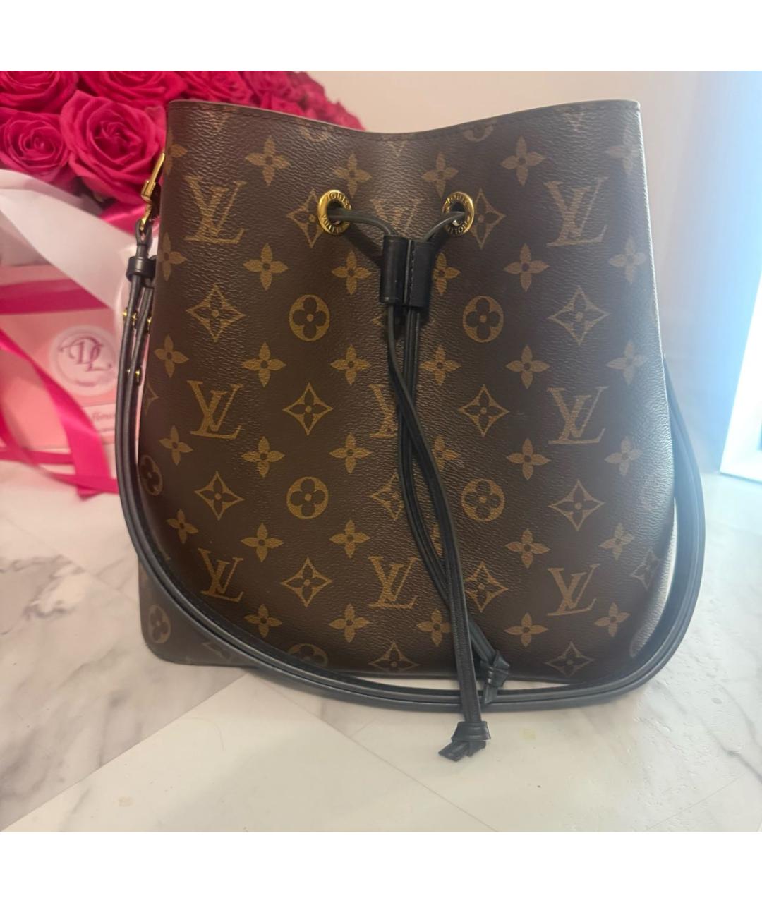 LOUIS VUITTON Коричневая кожаная сумка через плечо, фото 5