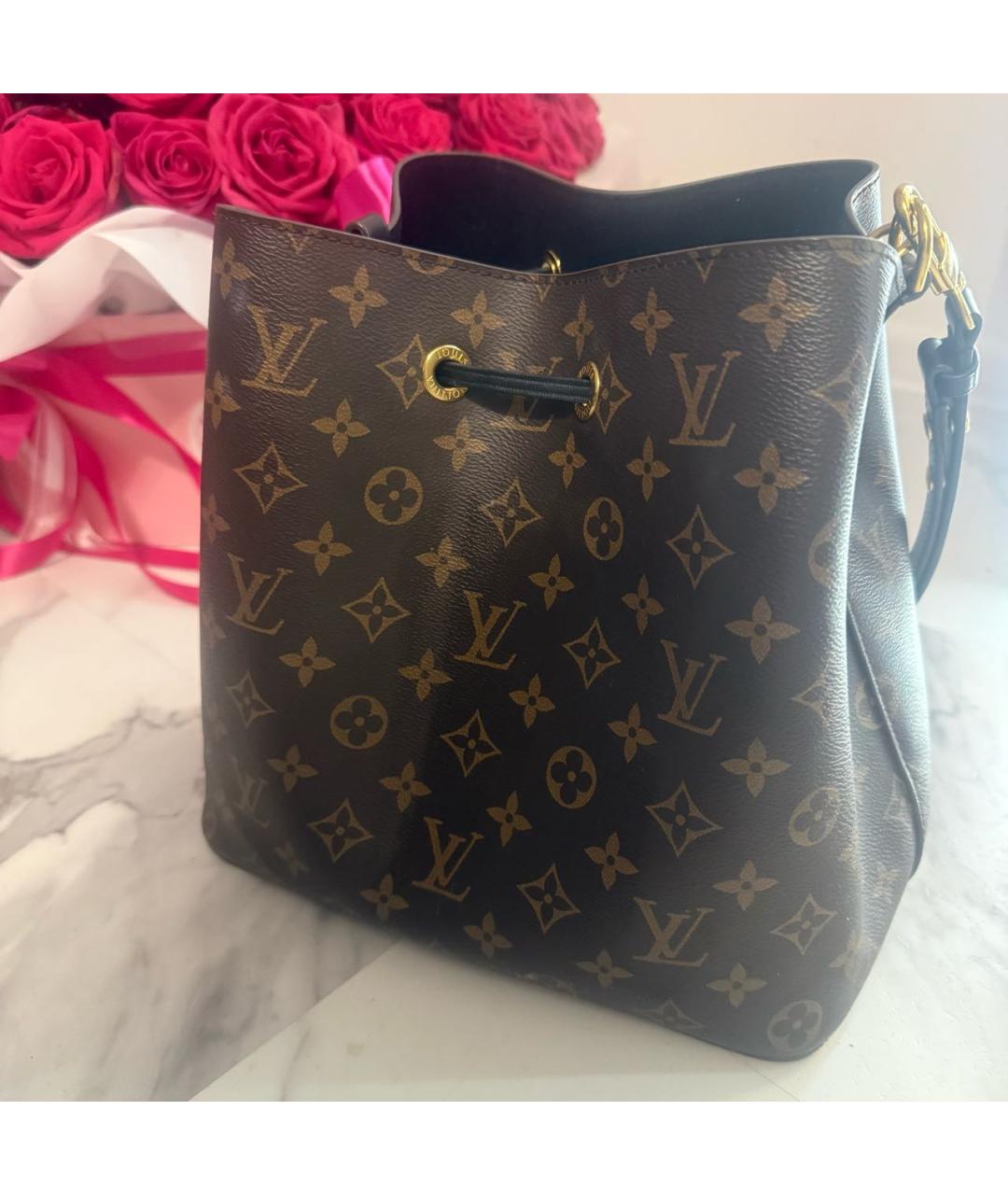 LOUIS VUITTON Коричневая кожаная сумка через плечо, фото 3