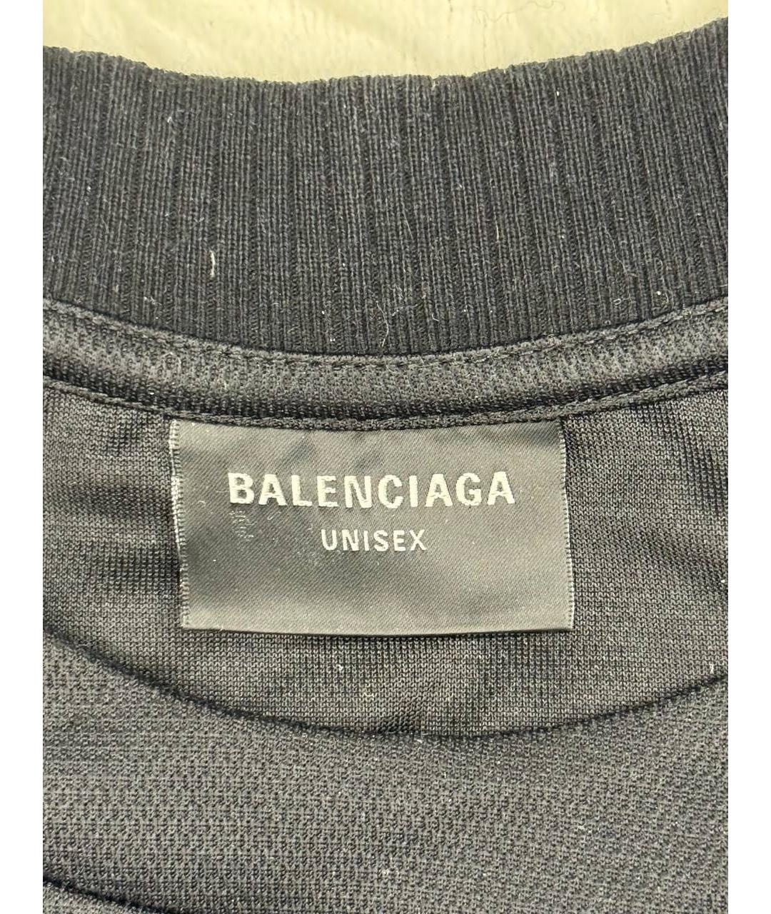 BALENCIAGA Черная хлопковая футболка, фото 4