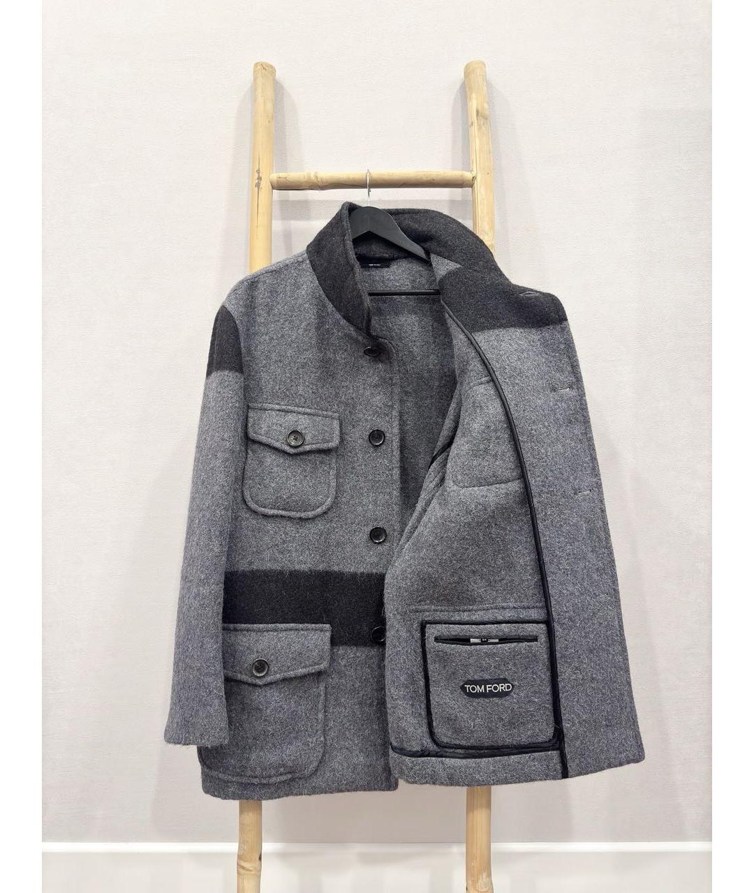 TOM FORD Серое шерстяное пальто, фото 3