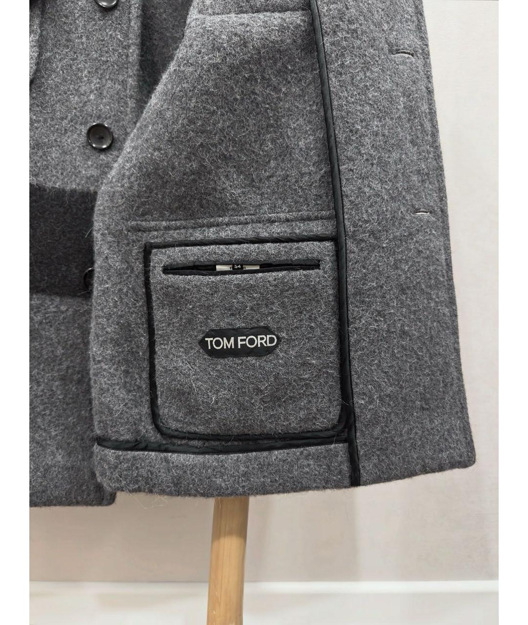 TOM FORD Серое шерстяное пальто, фото 4
