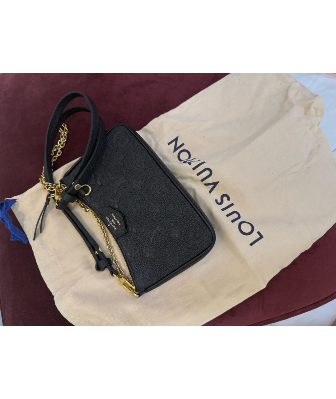 LOUIS VUITTON Черная кожаная сумка через плечо, фото 3