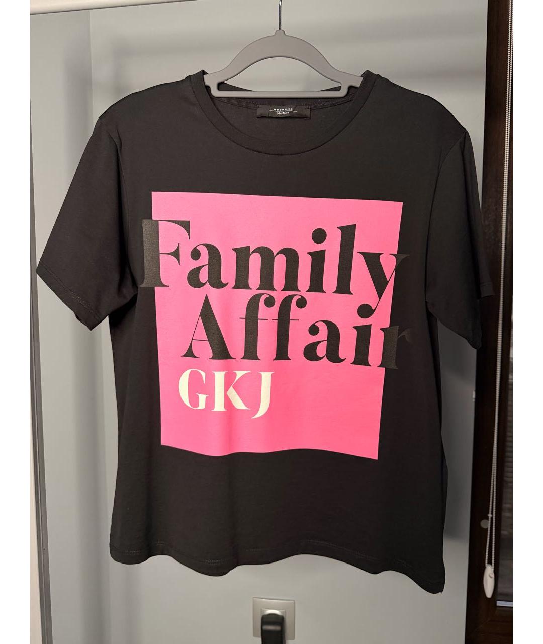 WEEKEND MAX MARA Черная хлопковая футболка, фото 4