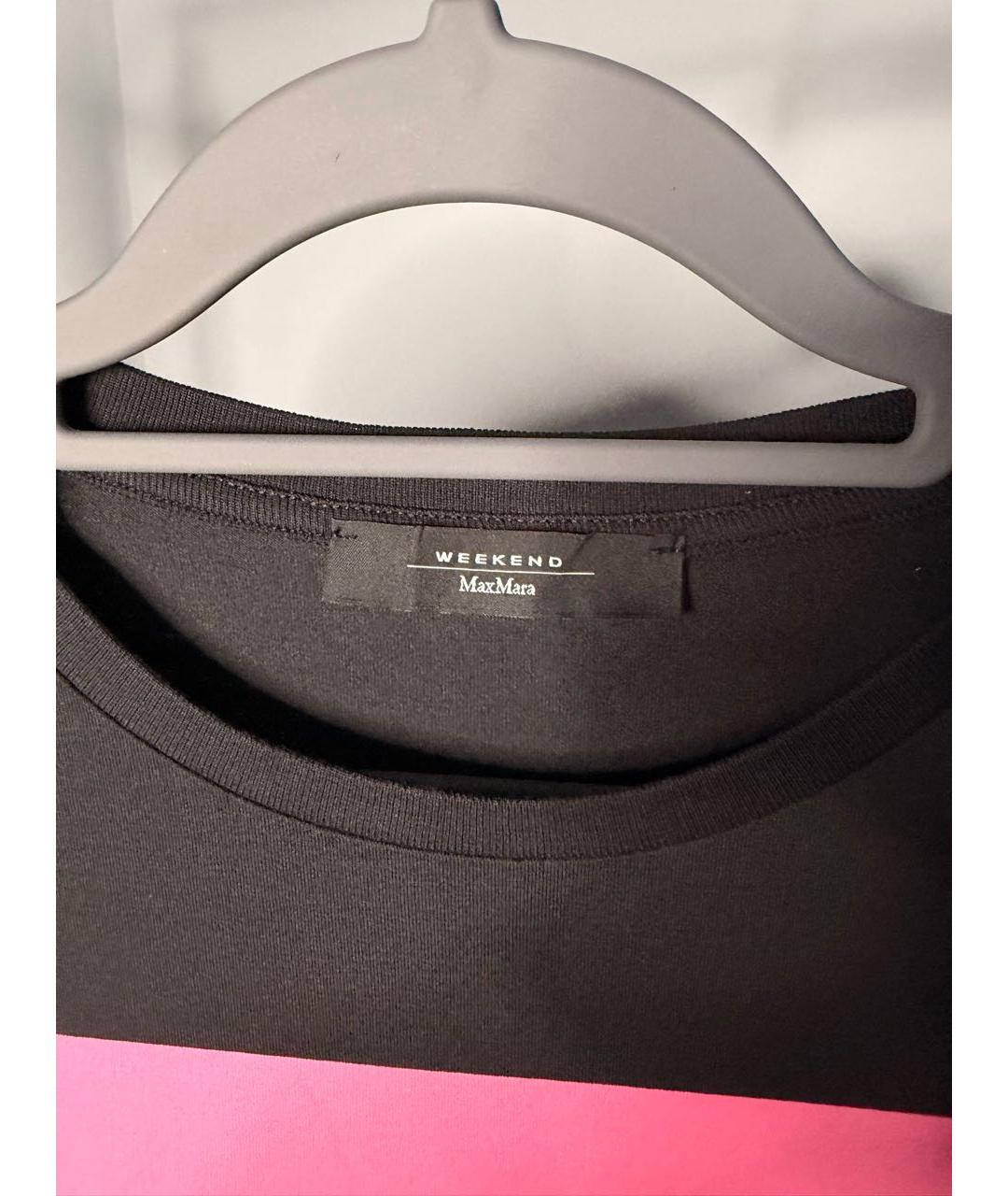 WEEKEND MAX MARA Черная хлопковая футболка, фото 3