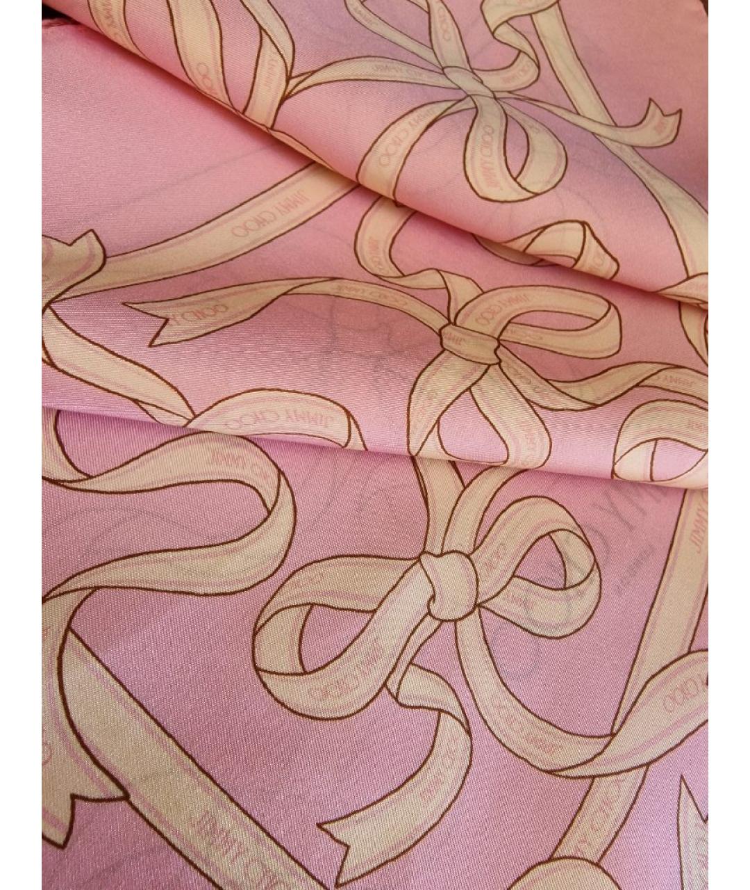 JIMMY CHOO Розовый шелковый платок, фото 3