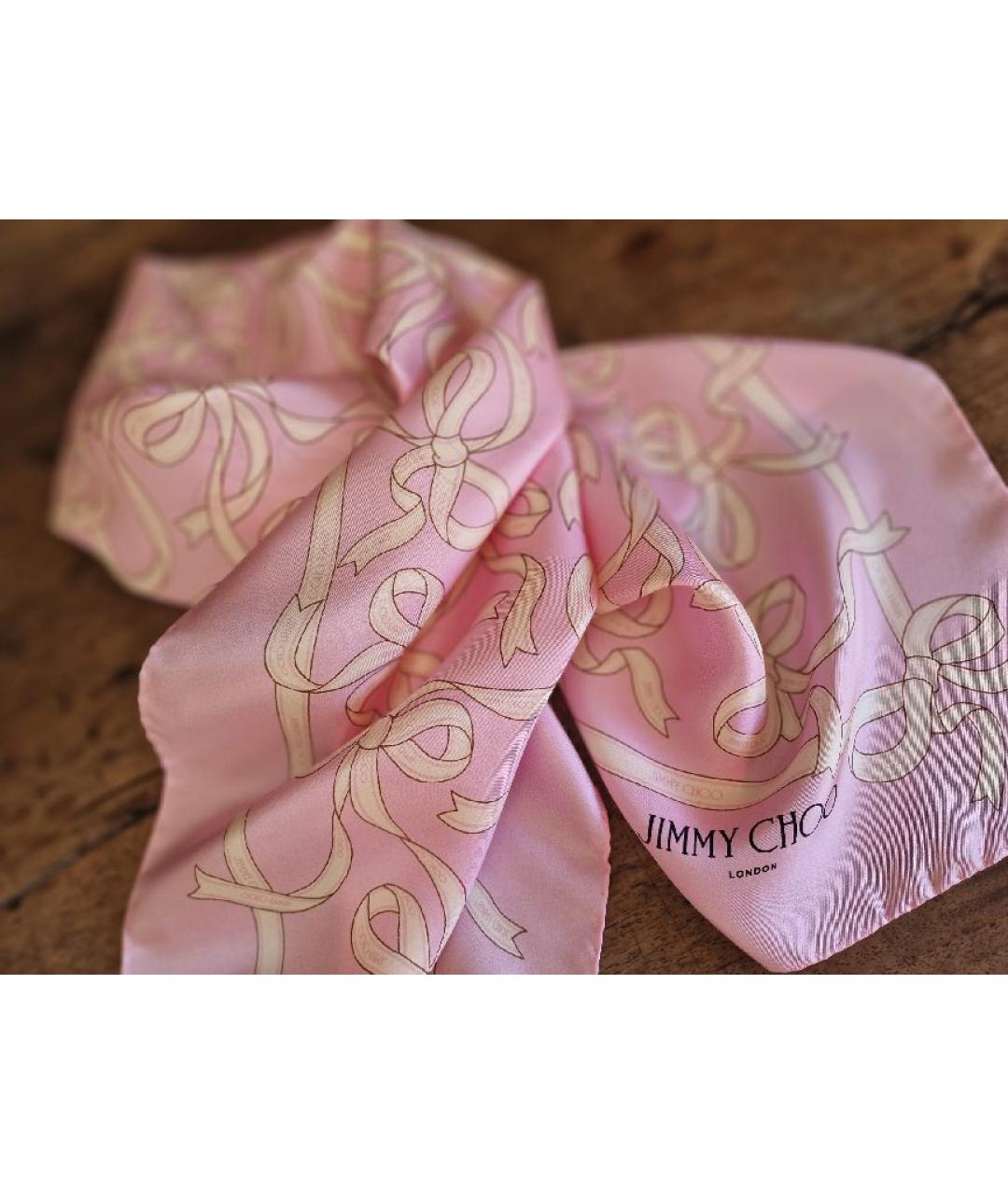 JIMMY CHOO Розовый шелковый платок, фото 5