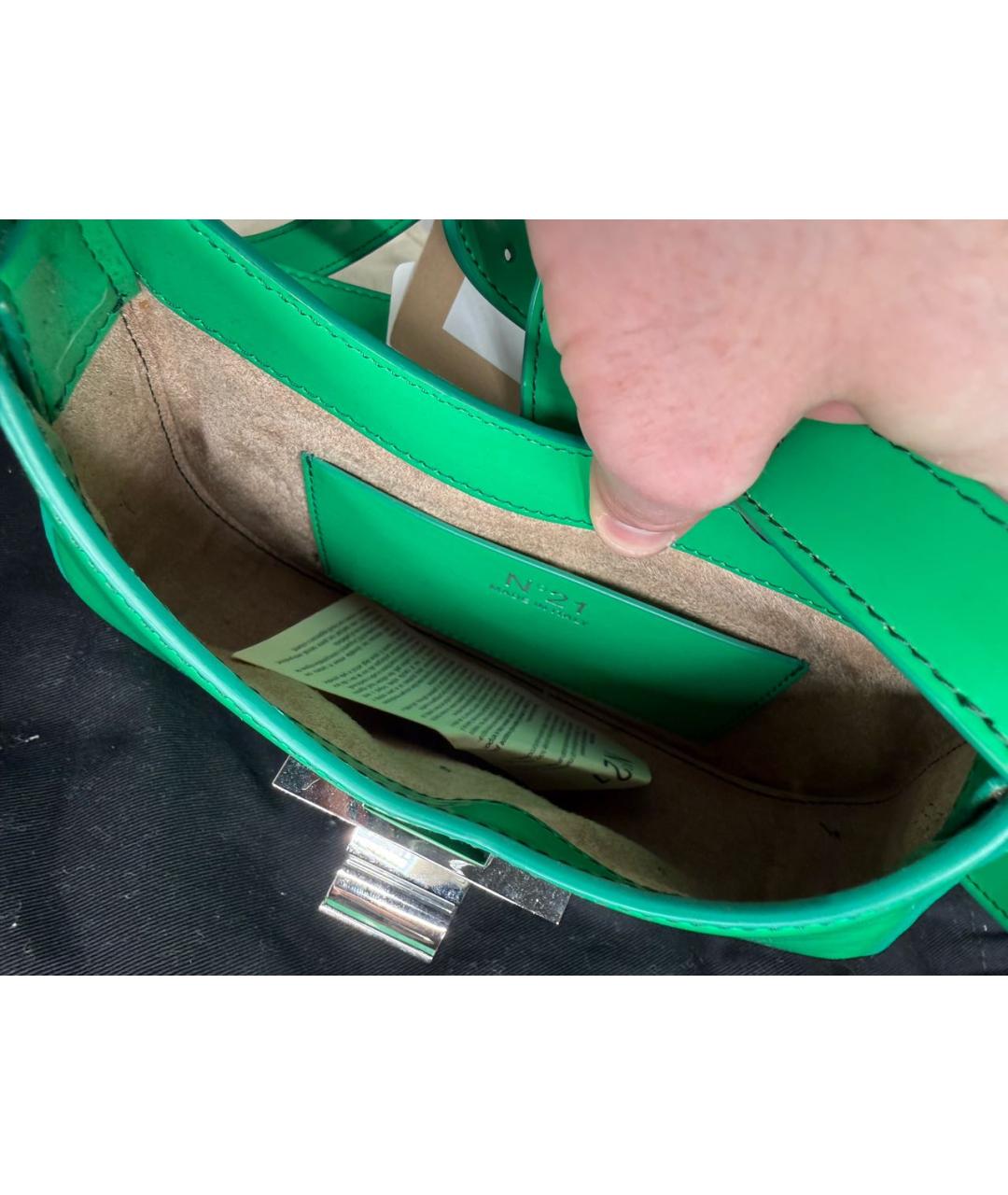 NO. 21 Зеленая кожаная сумка через плечо, фото 5