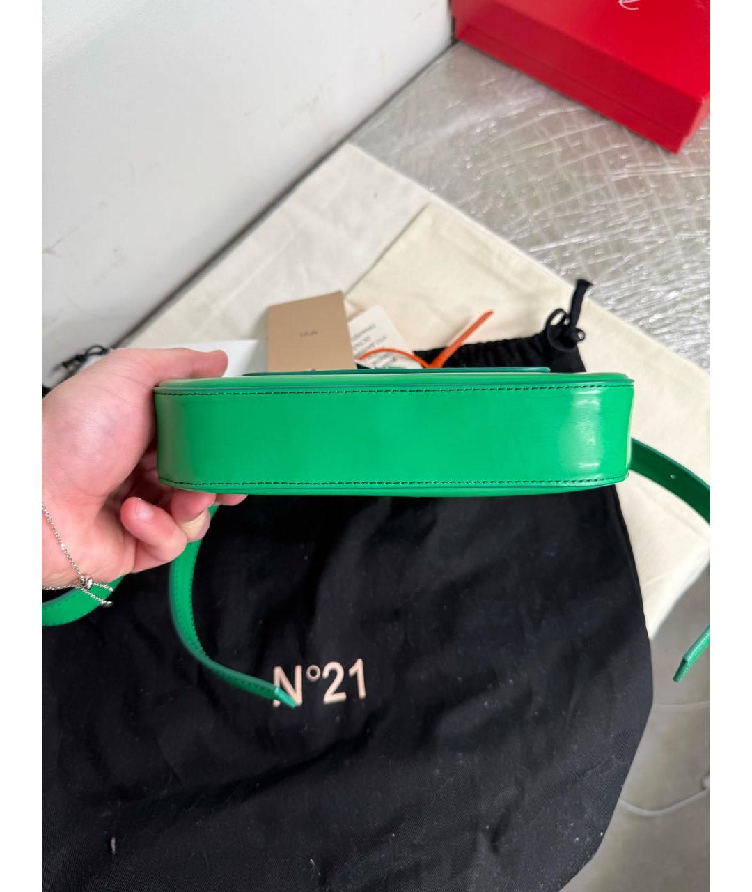 NO. 21 Зеленая кожаная сумка через плечо, фото 4