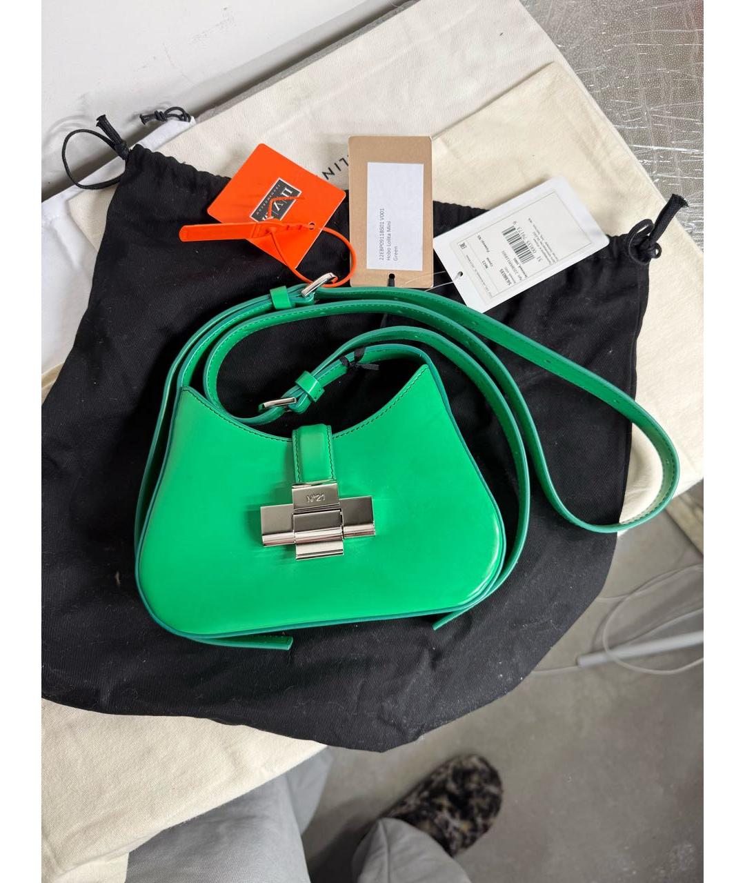 NO. 21 Зеленая кожаная сумка через плечо, фото 7
