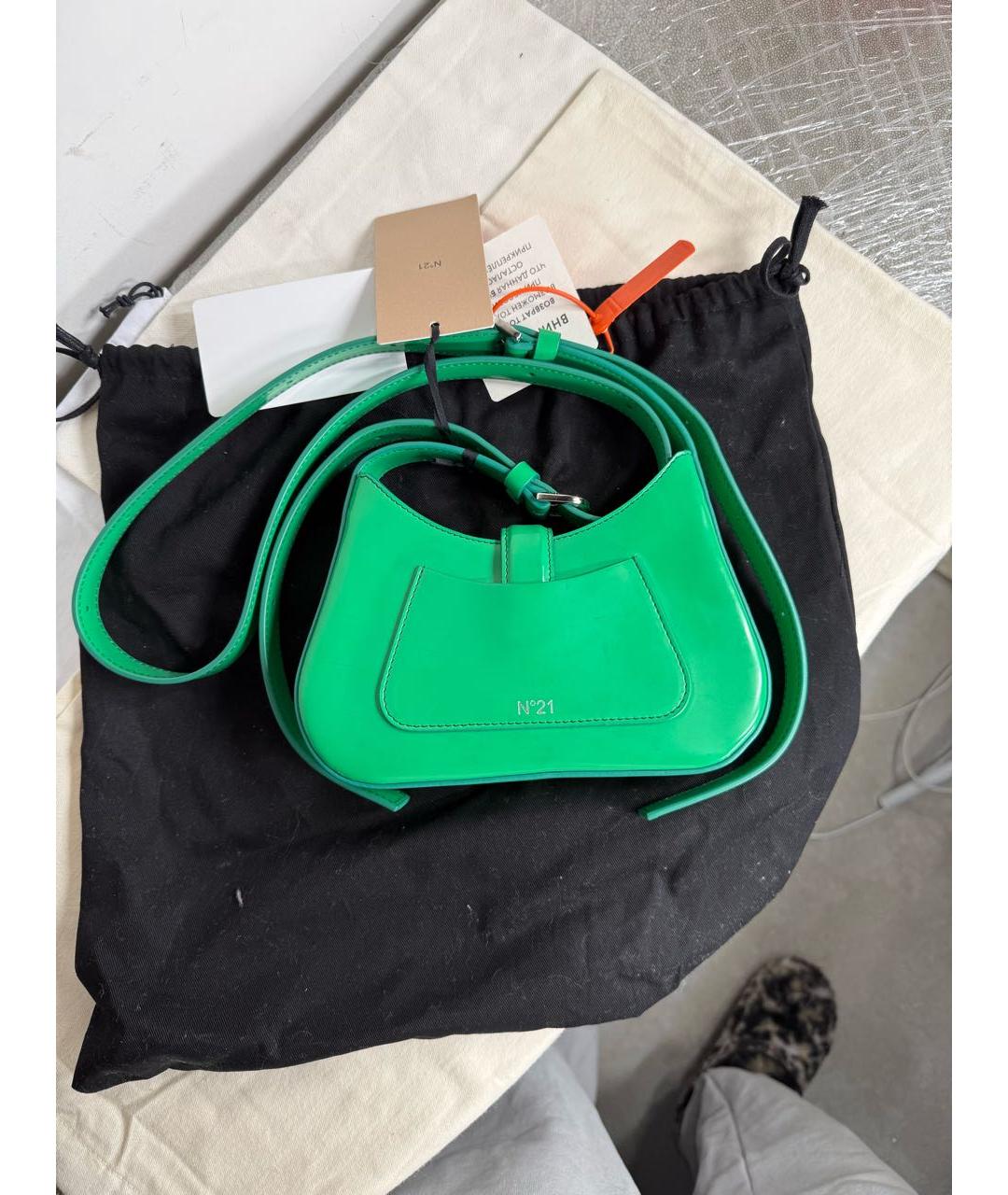 NO. 21 Зеленая кожаная сумка через плечо, фото 3
