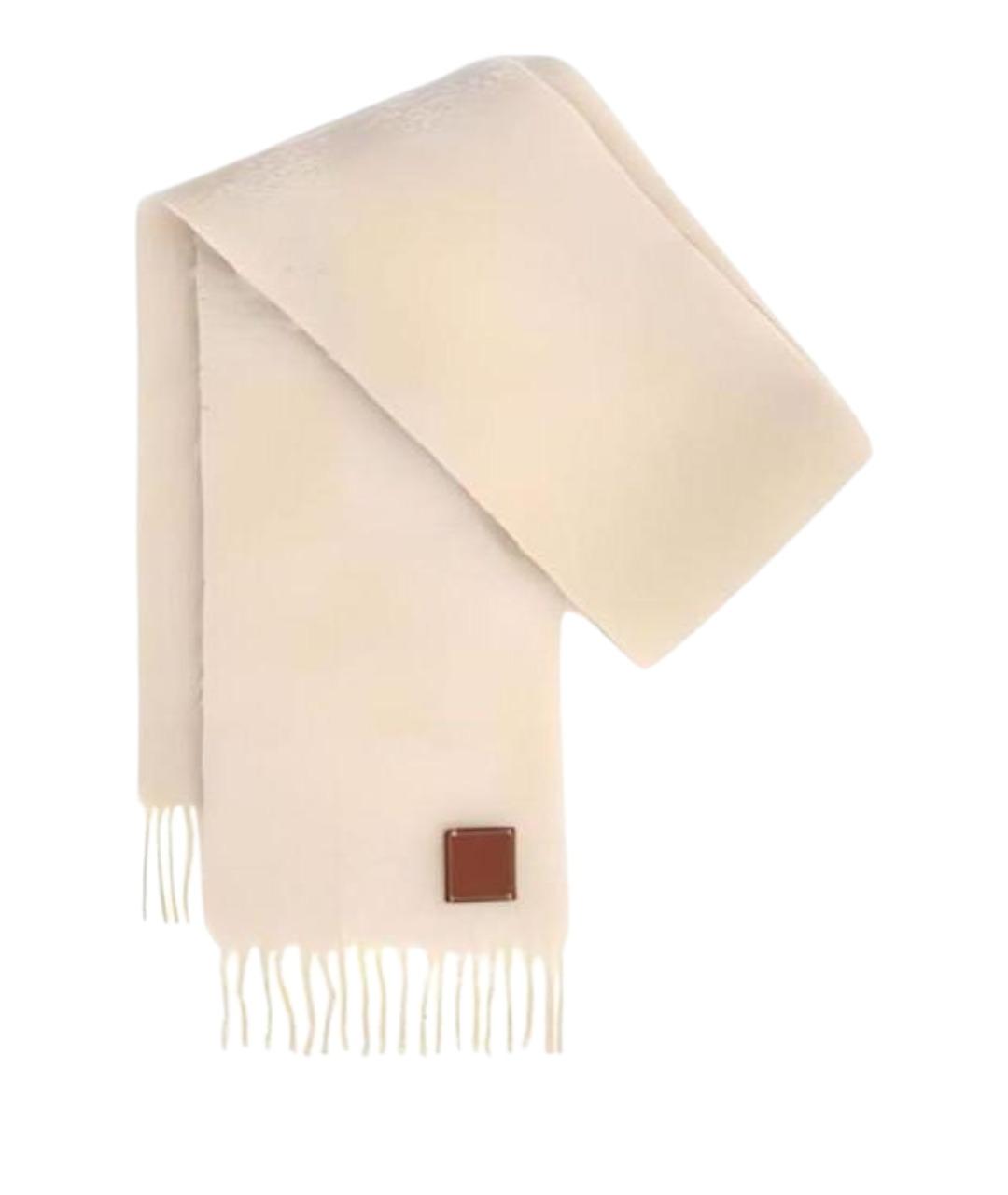 LOEWE Бежевый шерстяной шарф, фото 1