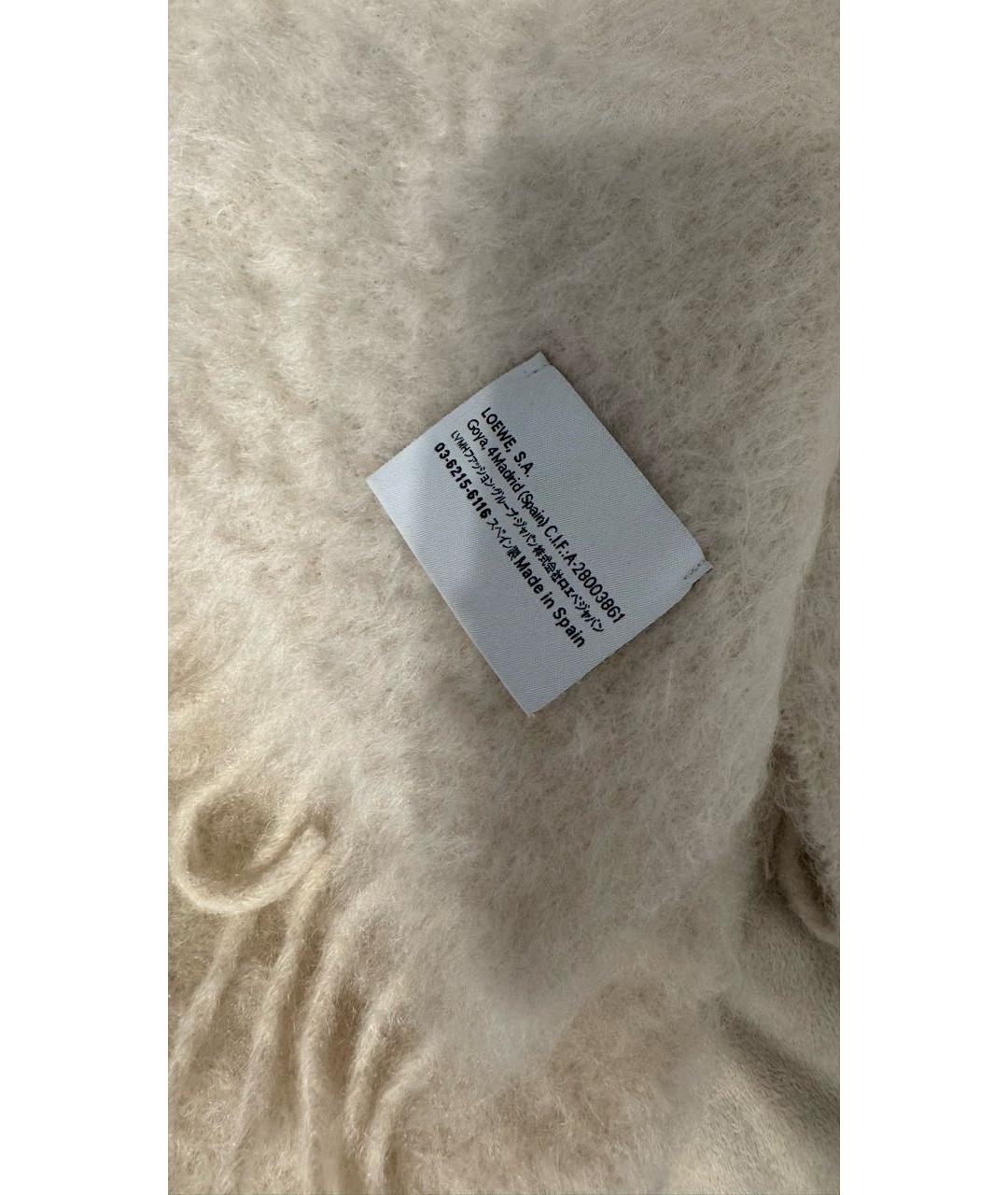 LOEWE Бежевый шерстяной шарф, фото 3