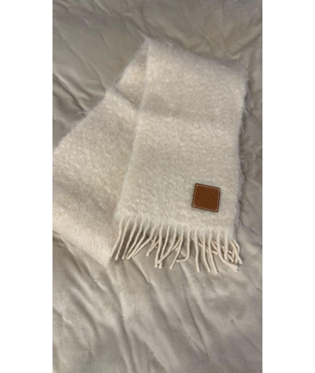 LOEWE Бежевый шерстяной шарф, фото 2