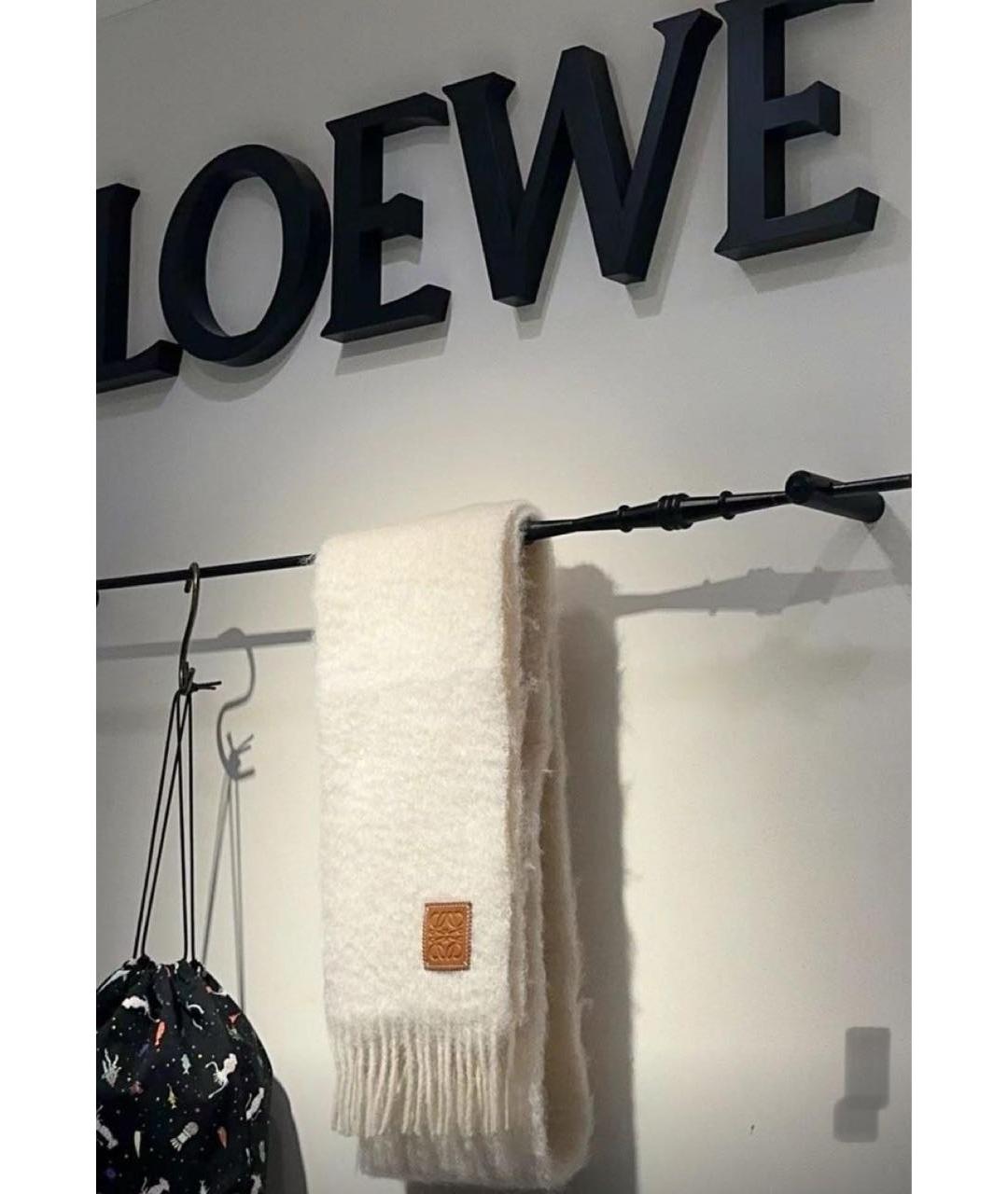LOEWE Бежевый шерстяной шарф, фото 6