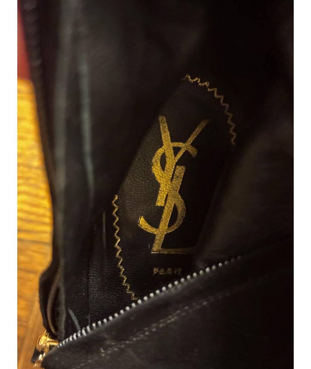 SAINT LAURENT Черные бархатные ботфорты, фото 5