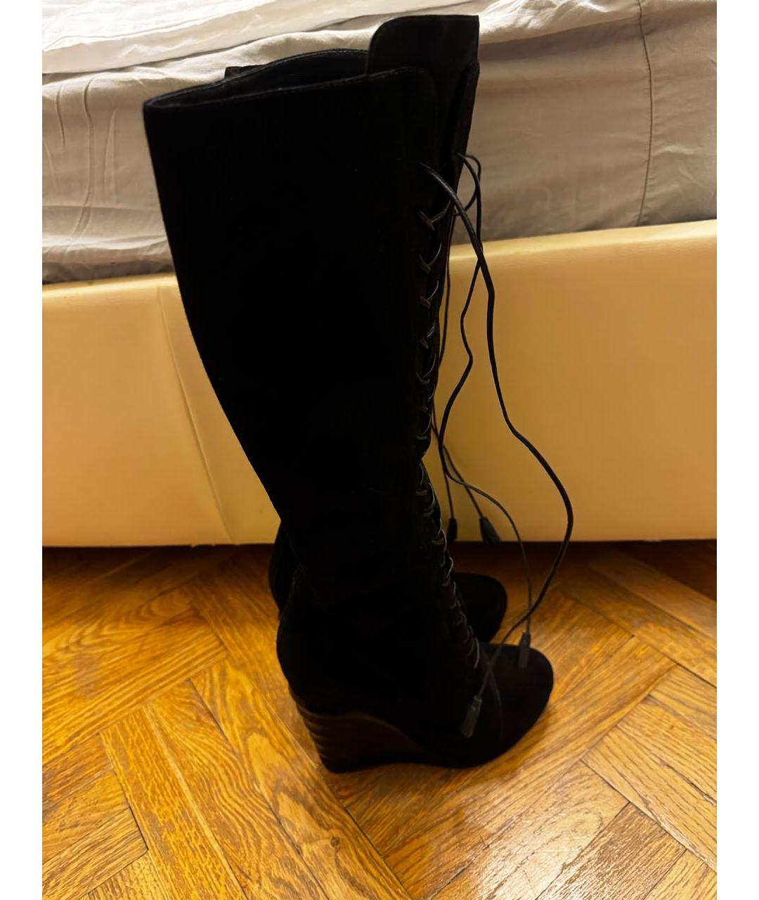 SAINT LAURENT Черные бархатные ботфорты, фото 8