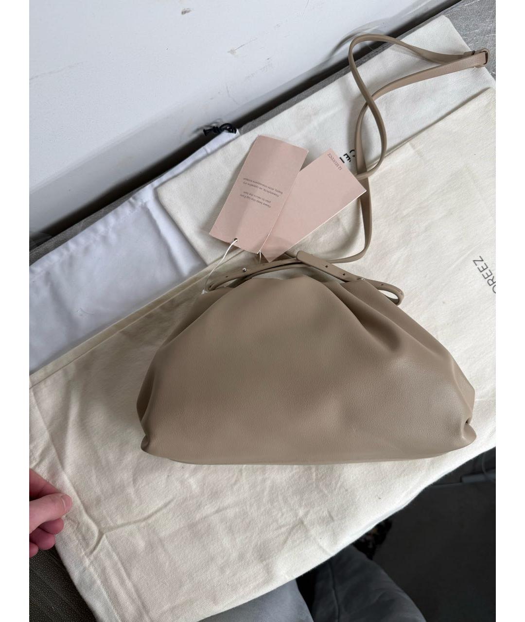 12 STOREEZ Бежевая кожаная сумка через плечо, фото 3