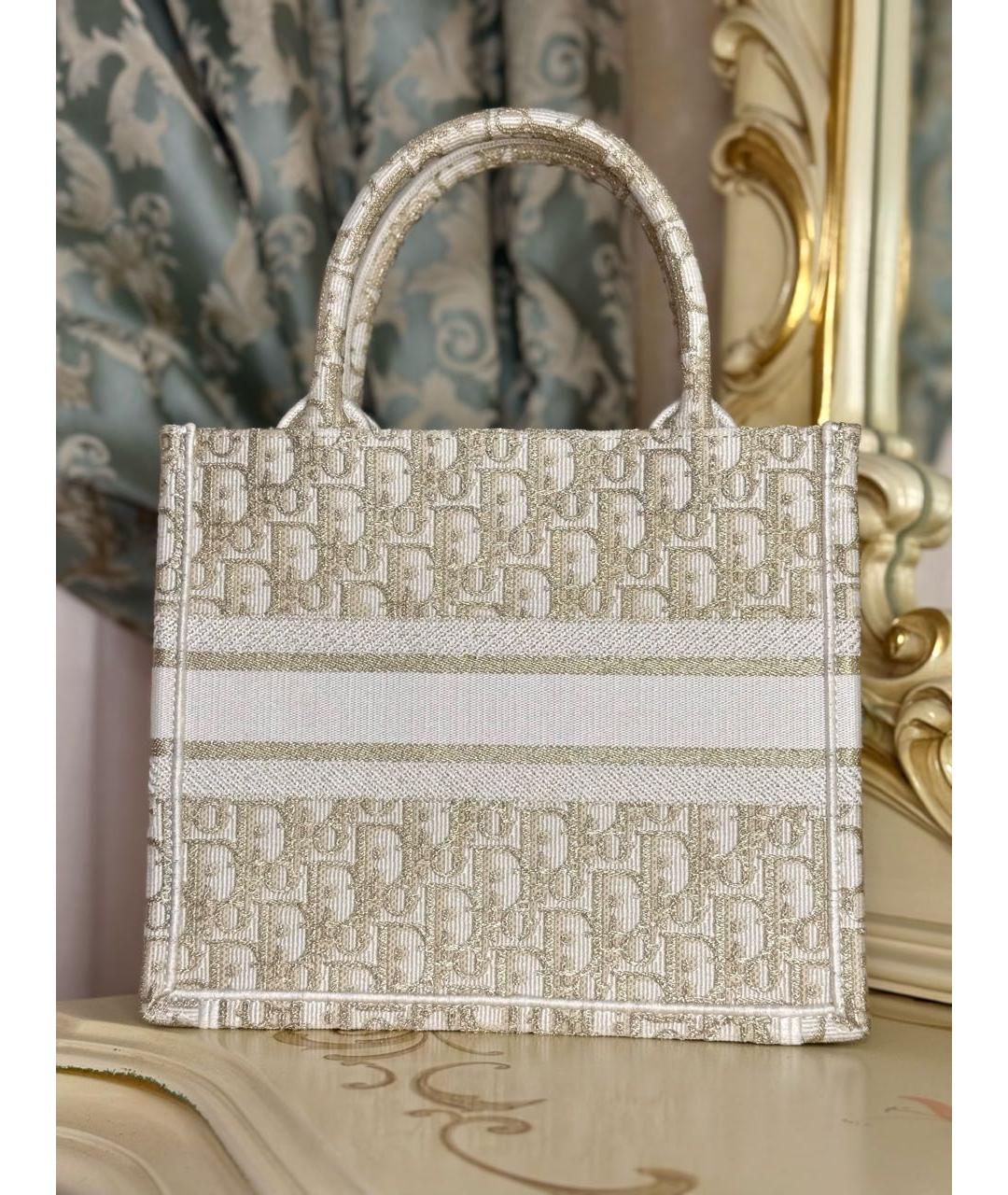CHRISTIAN DIOR Золотая тканевая сумка с короткими ручками, фото 4