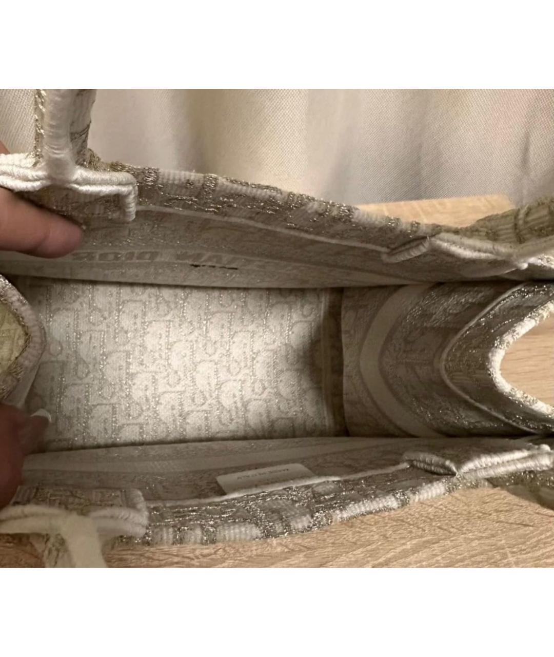 CHRISTIAN DIOR Золотая тканевая сумка с короткими ручками, фото 8