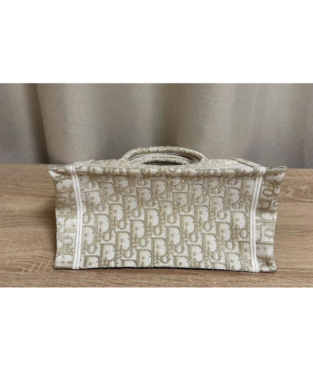 CHRISTIAN DIOR Золотая тканевая сумка с короткими ручками, фото 7