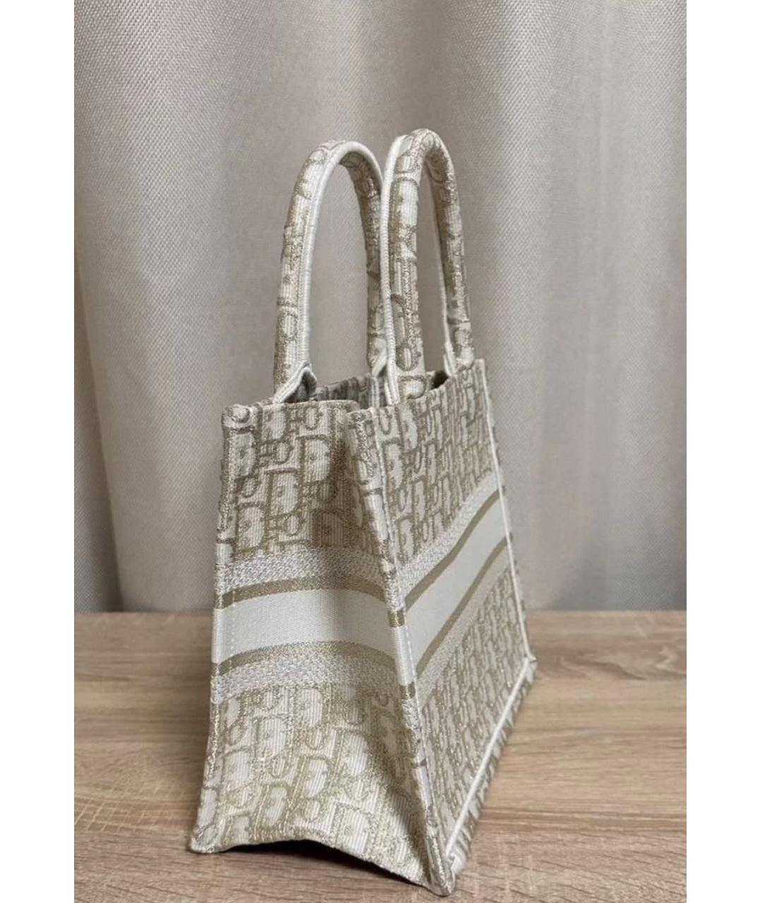 CHRISTIAN DIOR Золотая тканевая сумка с короткими ручками, фото 6