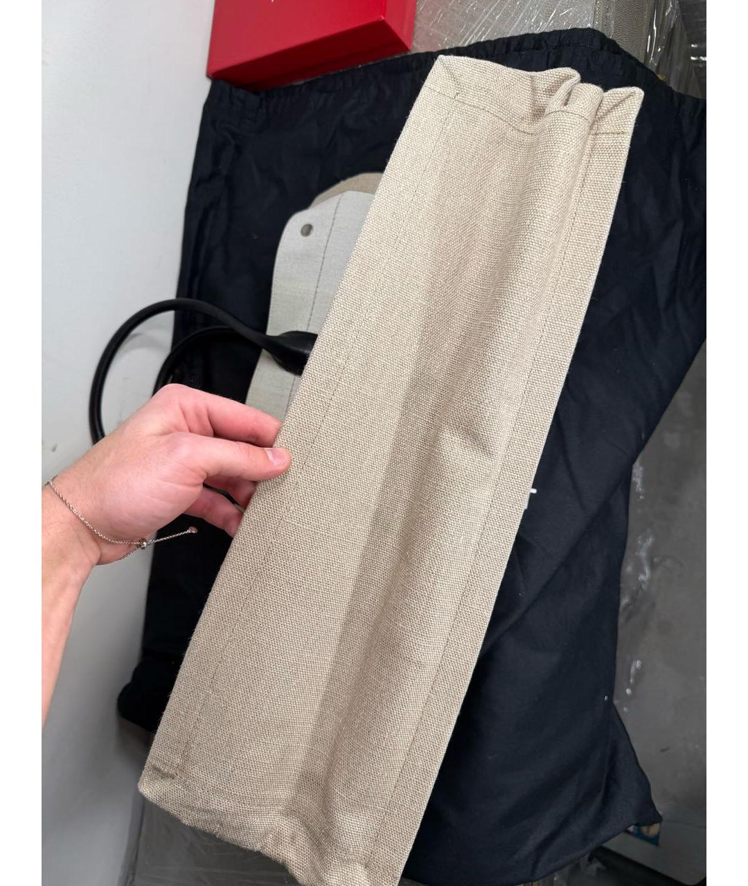 SAINT LAURENT Бежевая тканевая пляжная сумка, фото 3