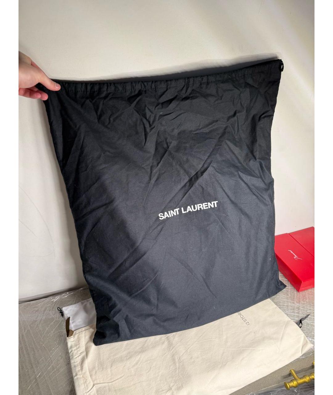 SAINT LAURENT Бежевая тканевая пляжная сумка, фото 6