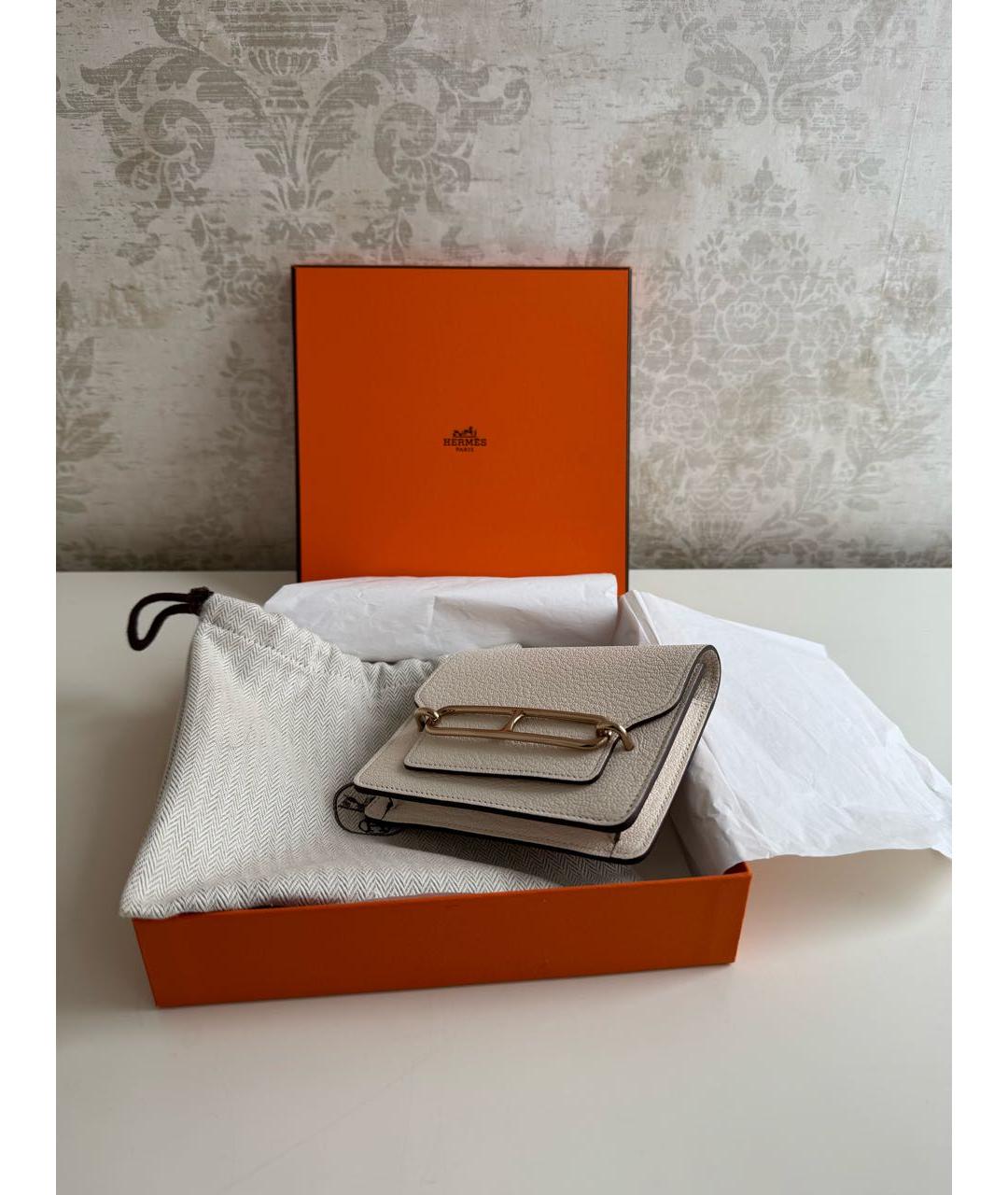 HERMES Бежевый кожаный кошелек, фото 6