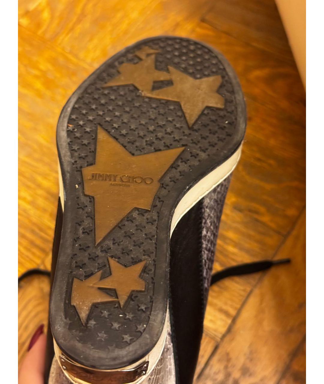 JIMMY CHOO Антрацитовые кожаные кеды, фото 5