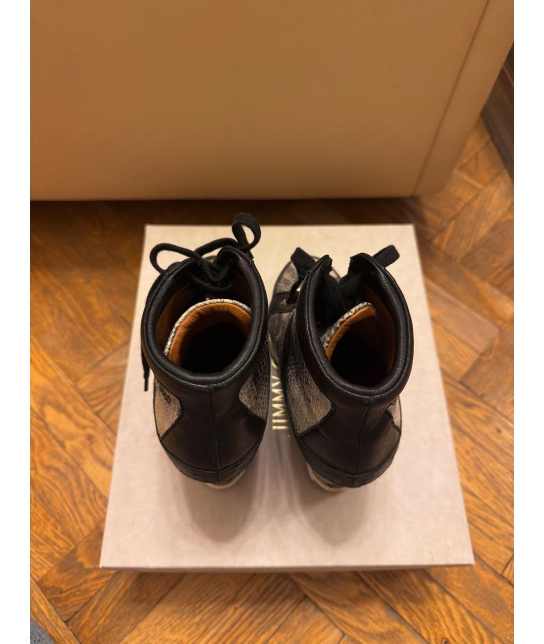 JIMMY CHOO Антрацитовые кожаные кеды, фото 4