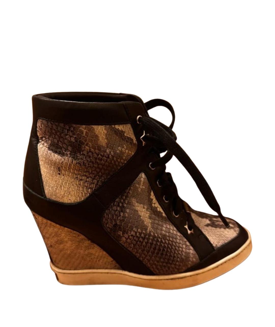 JIMMY CHOO Антрацитовые кожаные кеды, фото 1