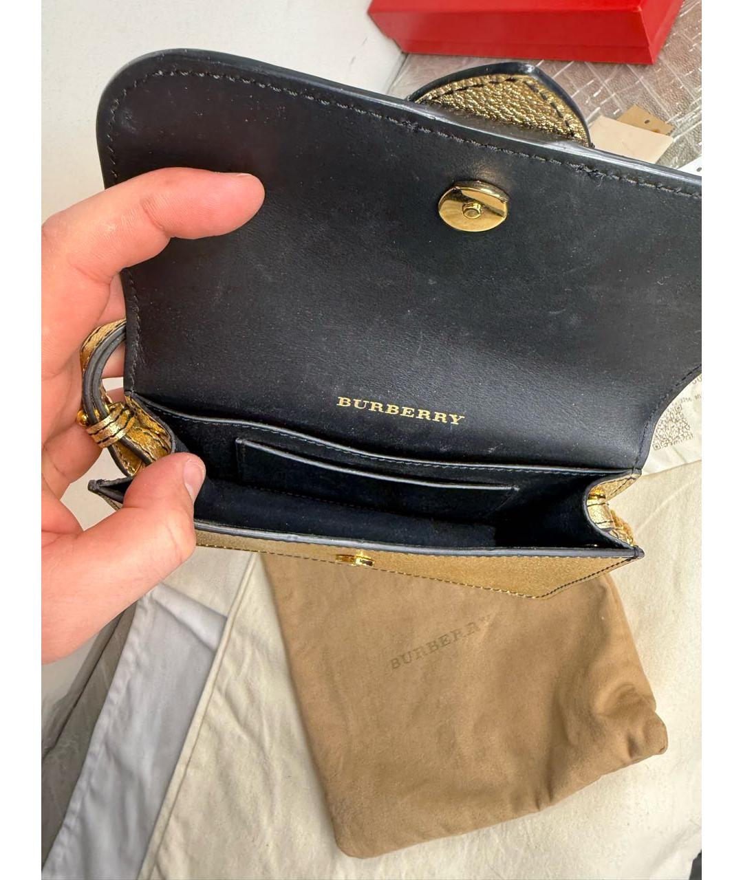 BURBERRY Золотая кожаная сумка через плечо, фото 4