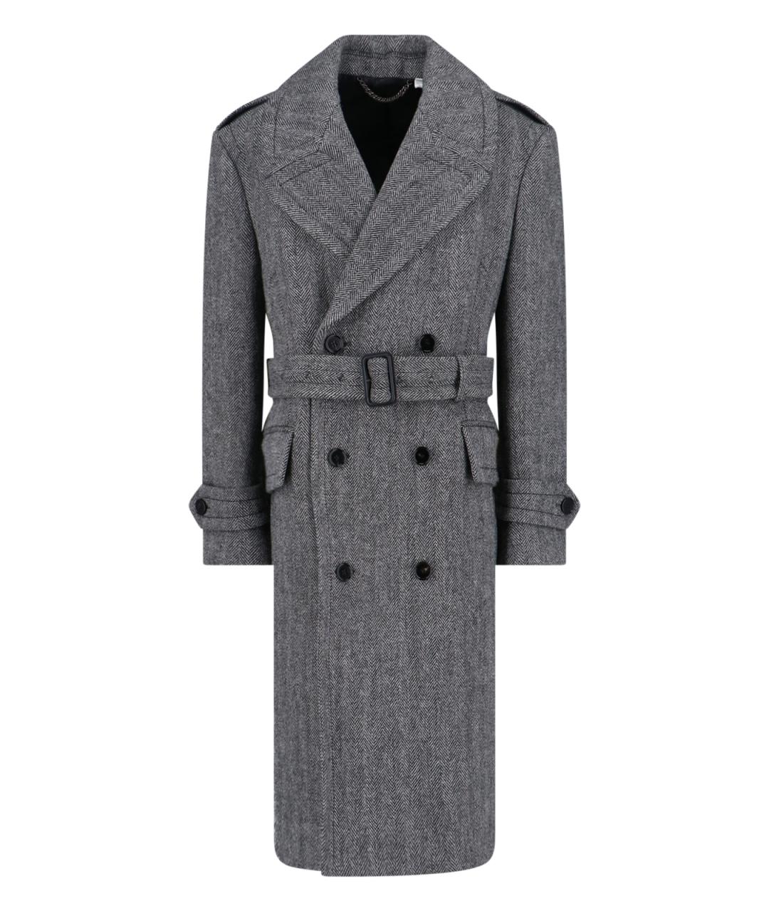 BURBERRY Серое шерстяное пальто, фото 3