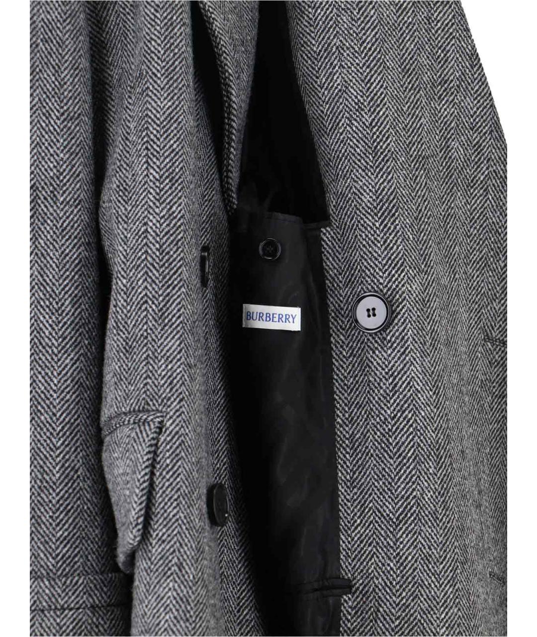 BURBERRY Серое шерстяное пальто, фото 5