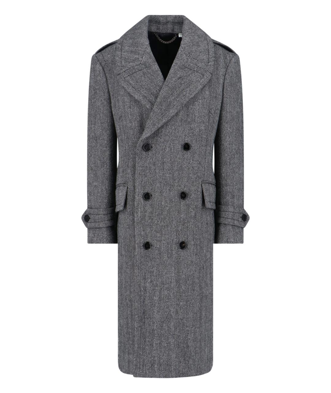 BURBERRY Серое шерстяное пальто, фото 1