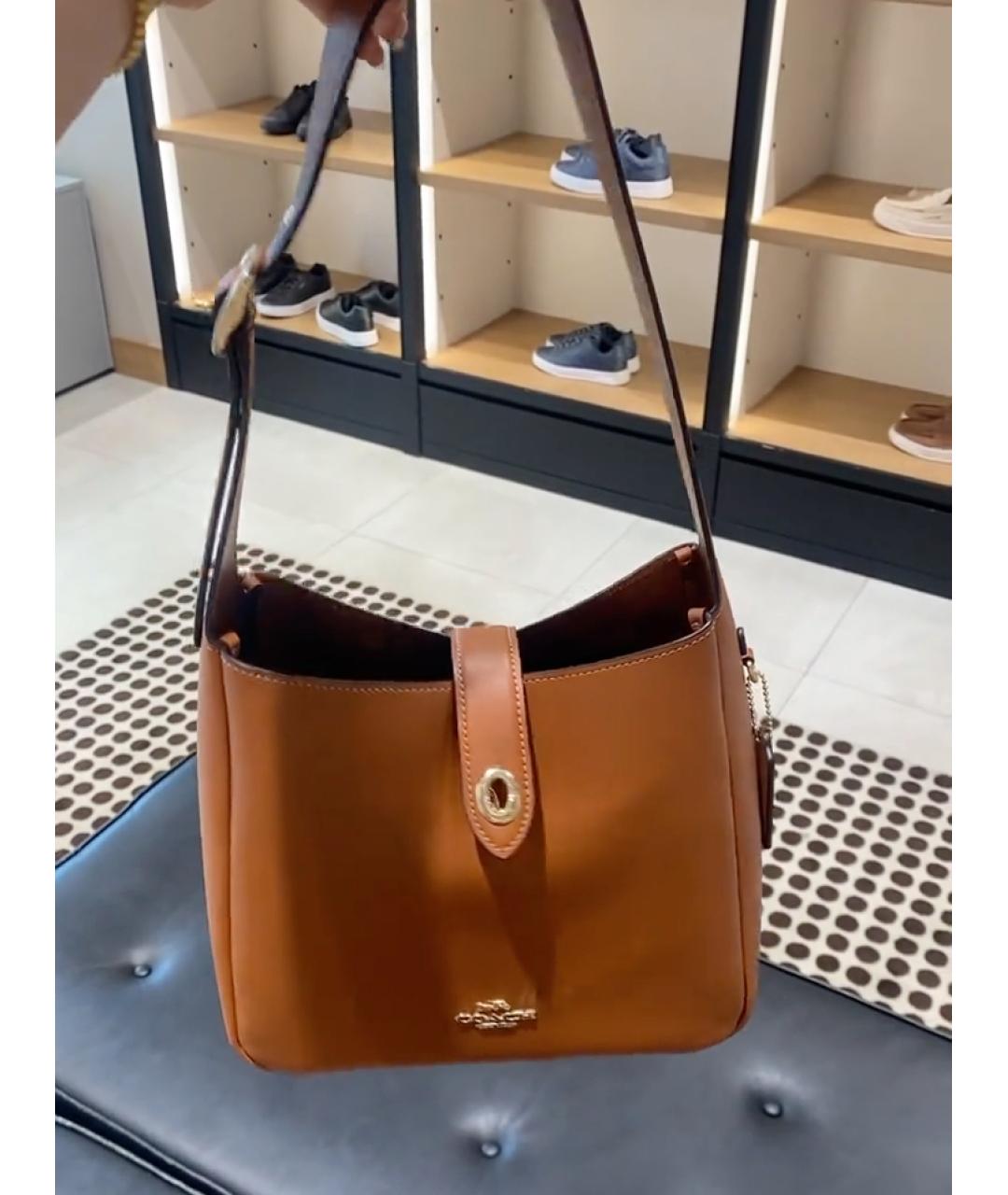 COACH Коричневая кожаная сумка через плечо, фото 5