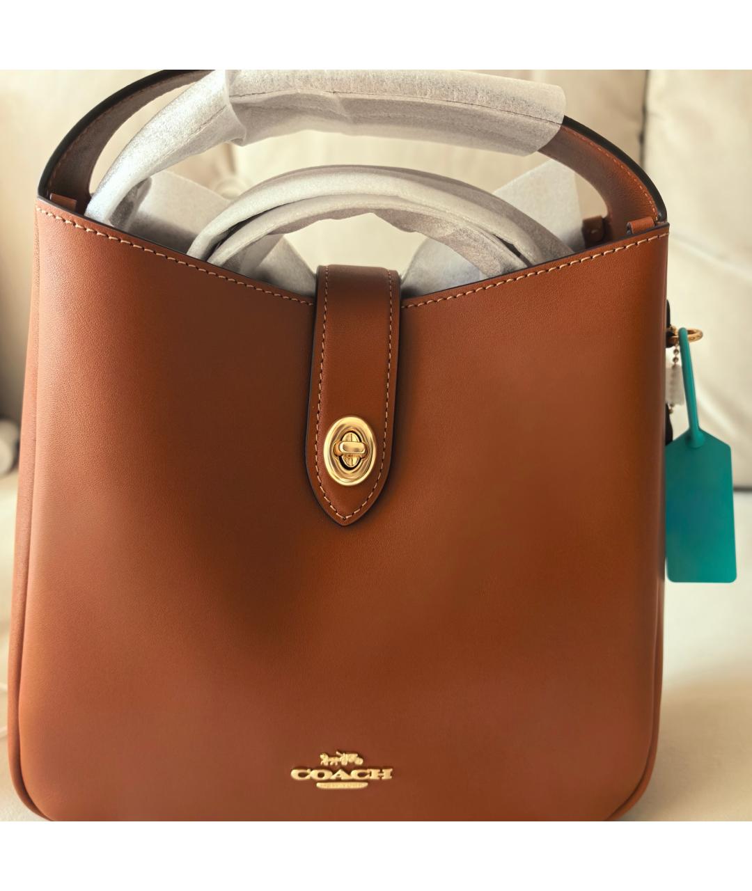 COACH Коричневая кожаная сумка через плечо, фото 2