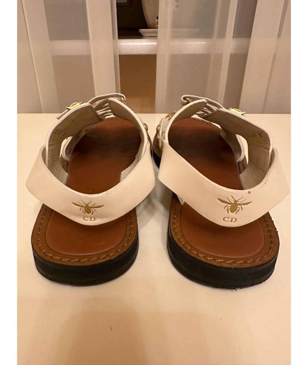 CHRISTIAN DIOR Белые кожаные босоножки, фото 4