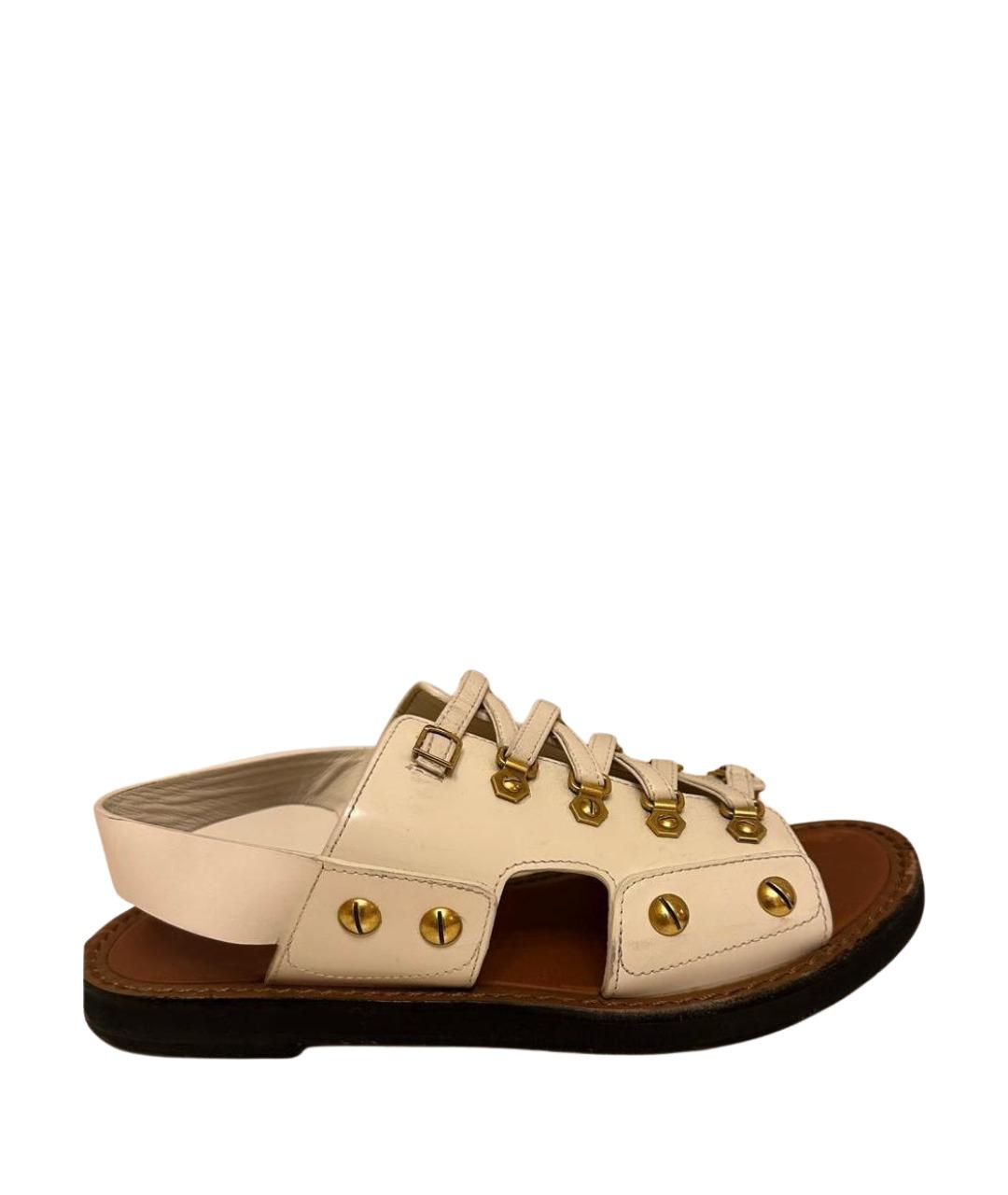 CHRISTIAN DIOR Белые кожаные босоножки, фото 1