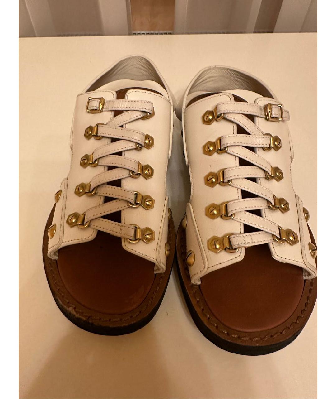 CHRISTIAN DIOR Белые кожаные босоножки, фото 5
