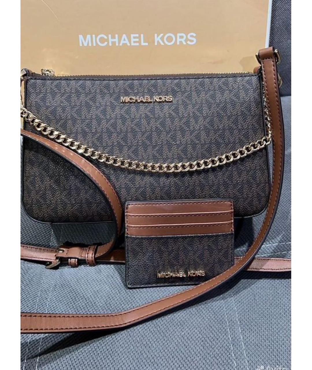 MICHAEL KORS Коричневая сумка через плечо из искусственной кожи, фото 3