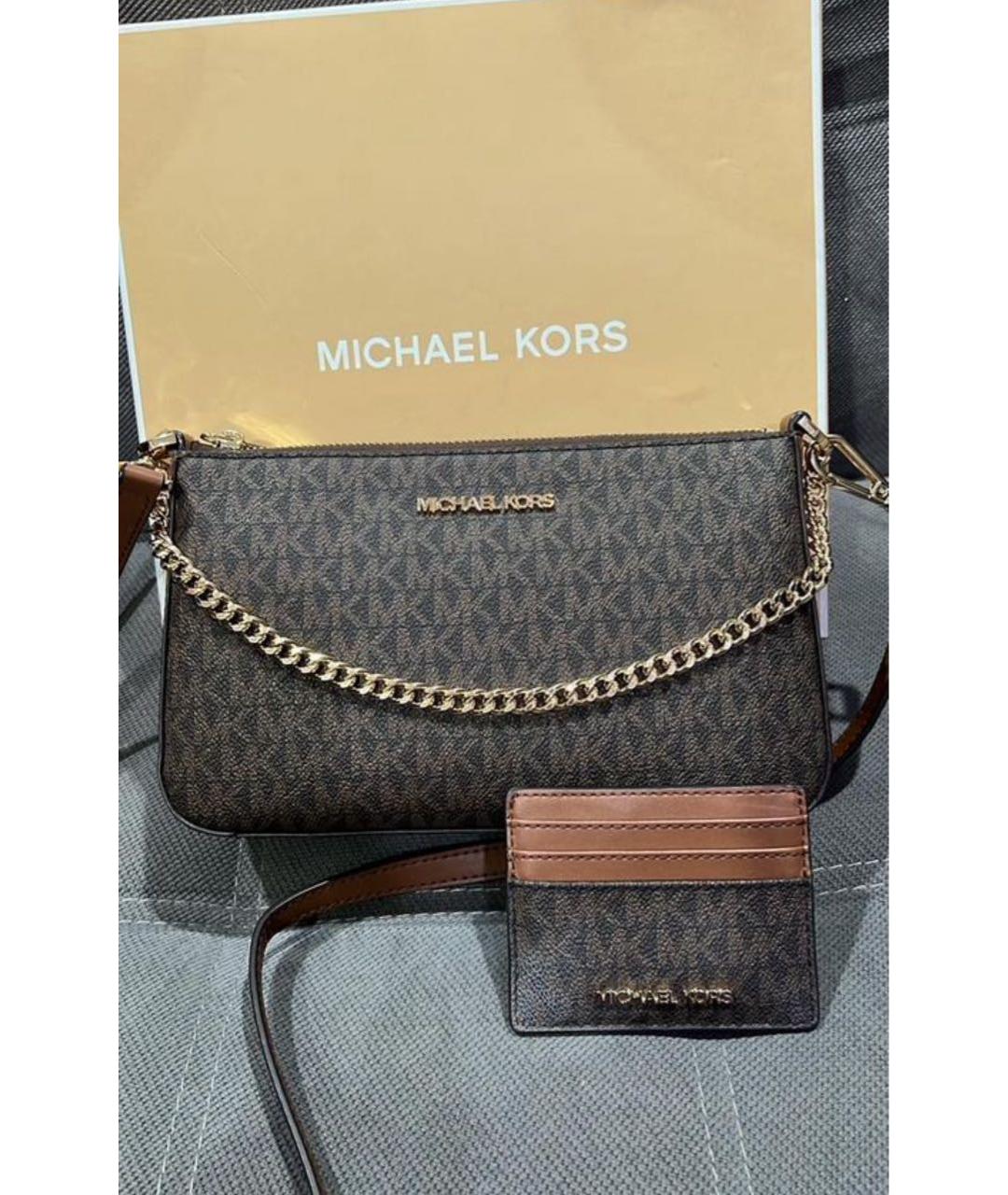 MICHAEL KORS Коричневая сумка через плечо из искусственной кожи, фото 5