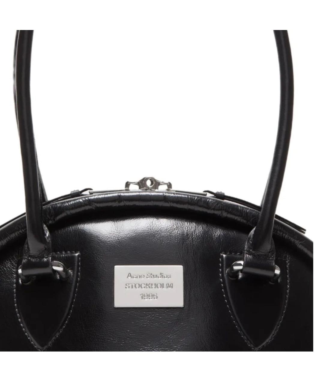 ACNE STUDIOS Черная кожаная сумка с короткими ручками, фото 3