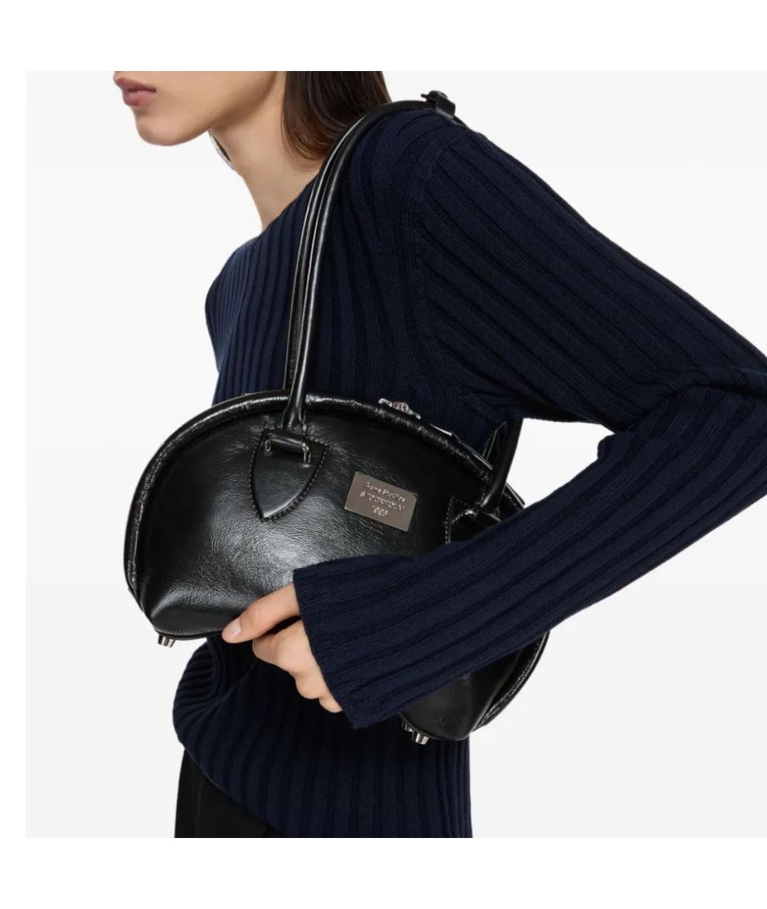 ACNE STUDIOS Черная кожаная сумка с короткими ручками, фото 5