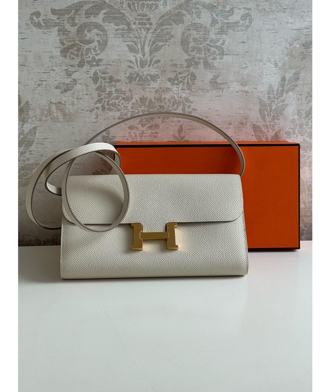 HERMES Белая кожаная сумка через плечо, фото 2